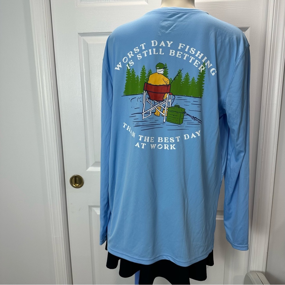 VAPOR APPAREL I’d rather be fishing BLUE long sleeve shirt 50+ sun protection L - Picture 5 of 12